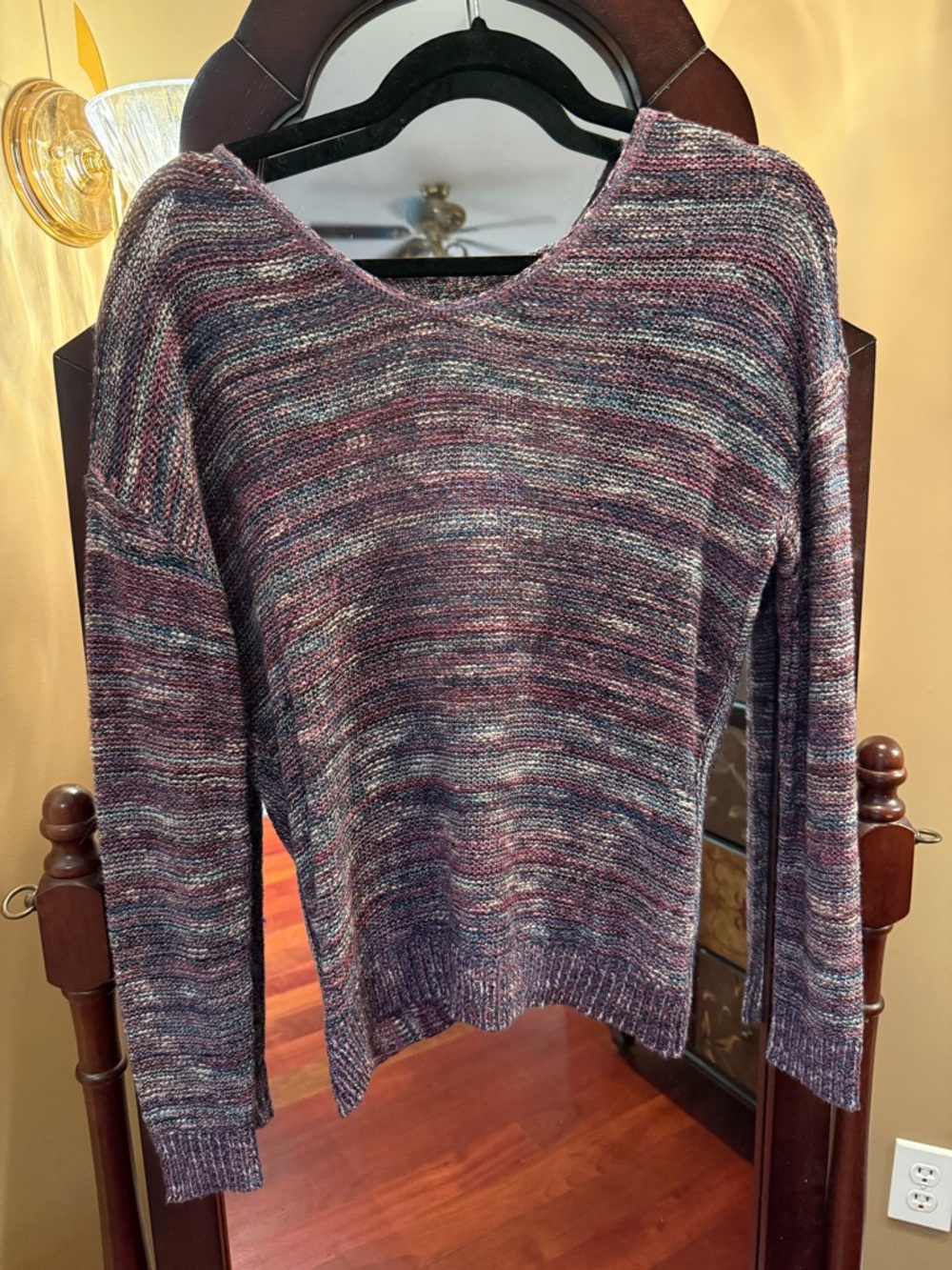 Express Marled Purple V-Neck Sweater